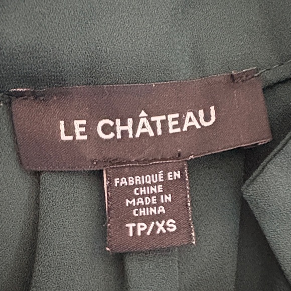 le chateau Dark Green Split-Neck Button Blouse - Picture 3 of 7